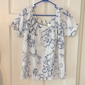 Harve Bernard Summertime Crisp White & Blue Top